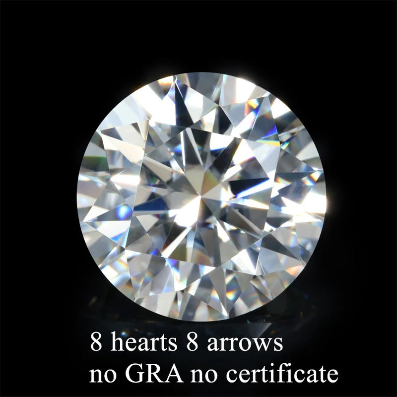 Tbestone Round 100 Faceted Cut Loose Moissanite Stones 0.1-6ct D Color VVS1 Lab Grown Diamonds With GRA Certificates Pass Tester