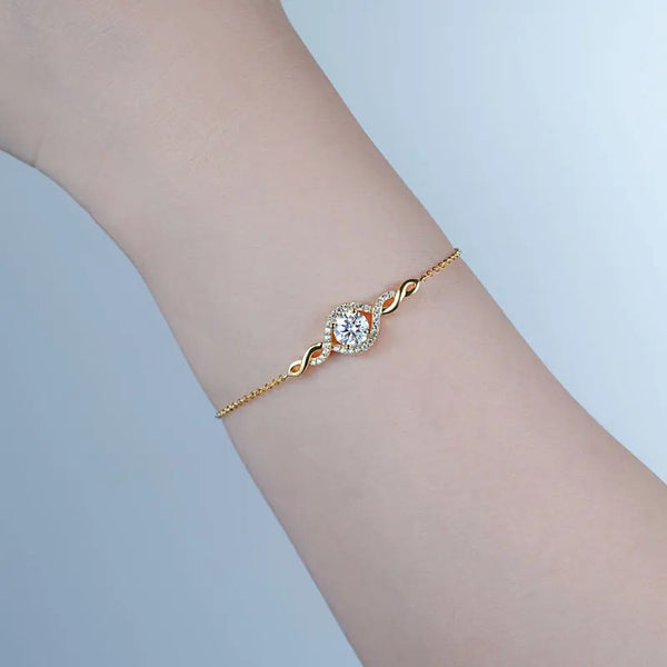 2025 New 6.5mm Round Moissanite Infinity Bracelet Adjustable 925 Silver Chain Bracelets for Women Luxury Hand Jewelry Gift