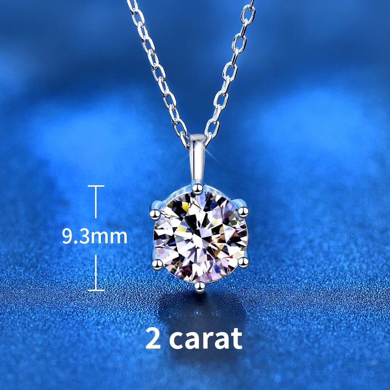 K.NOBSPIN 2.0ct VVS1 D Color Moissanite Necklace 925 Soild Sterling Sliver Chain with Certificate Fine Jewelry for Woman