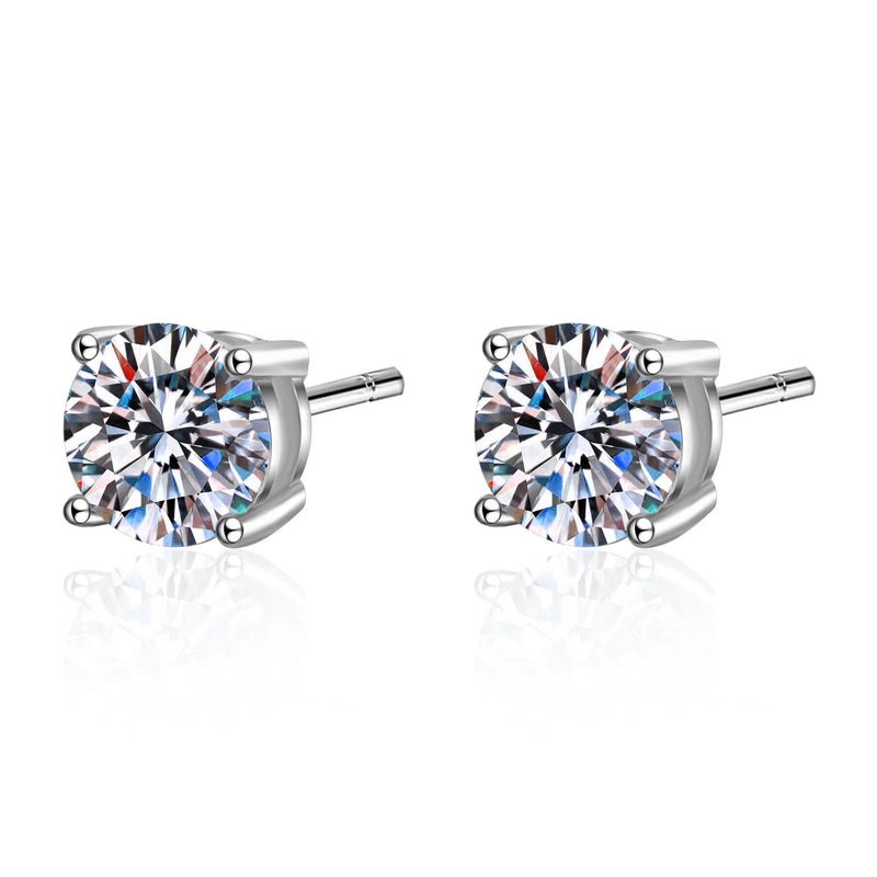 KNOBSPIN 2.0ct Moissanite Earrings for Women Lab Grown Diamond Ear Studs 925 Sterling Silver Fine Jewelry Gift