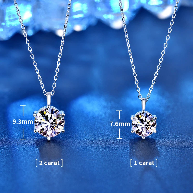 K.NOBSPIN 2.0ct VVS1 D Color Moissanite Necklace 925 Soild Sterling Sliver Chain with Certificate Fine Jewelry for Woman