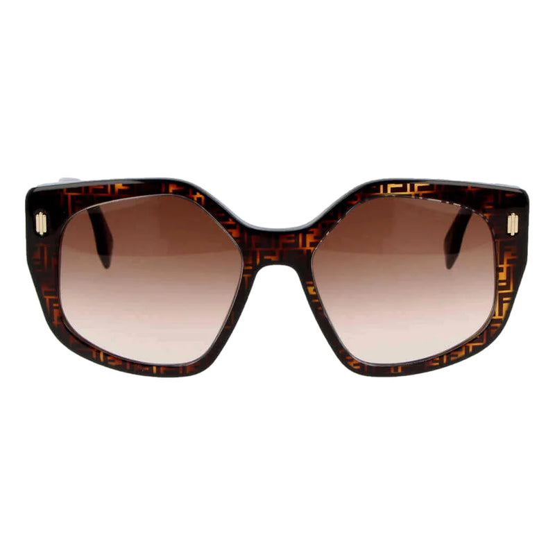 Fendi Bold FF Havana Brown and Black Acetate Geometric Frame Sunglasses