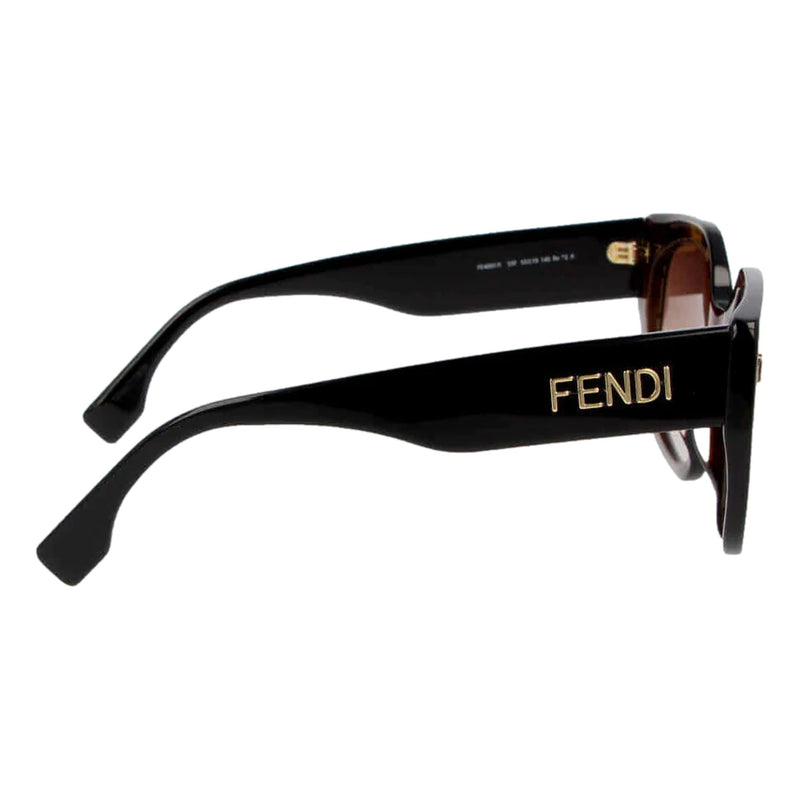 Fendi Bold FF Havana Brown and Black Acetate Geometric Frame Sunglasses