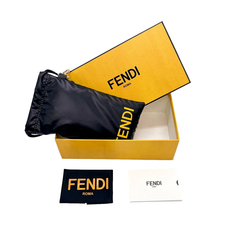 Fendi Bold FF Havana Brown and Black Acetate Geometric Frame Sunglasses