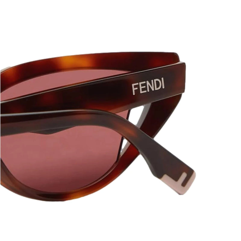 Fendi Way Pink Lenses Tortoise Shell Acetate Cat Eye Frame Sunglasses