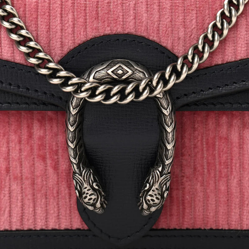 Gucci Dionysus Pink Corduroy Super Mini Crossbody Clutch Bag