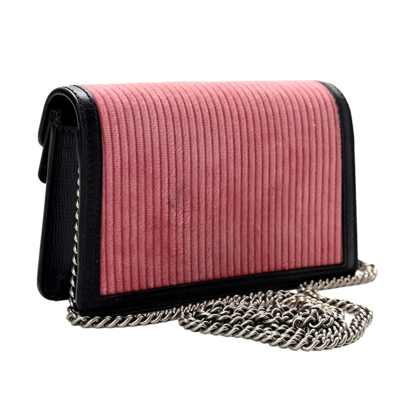 Gucci Dionysus Pink Corduroy Super Mini Crossbody Clutch Bag