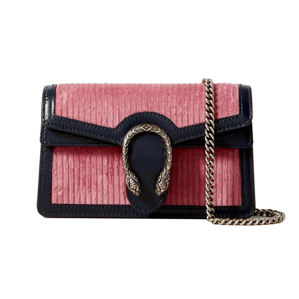 Gucci Dionysus Pink Corduroy Super Mini Crossbody Clutch Bag