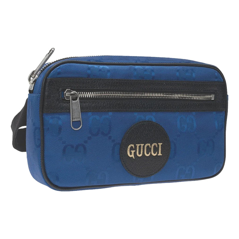 Gucci Off The Grid Blue Nylon Leather Trim Belt Bag