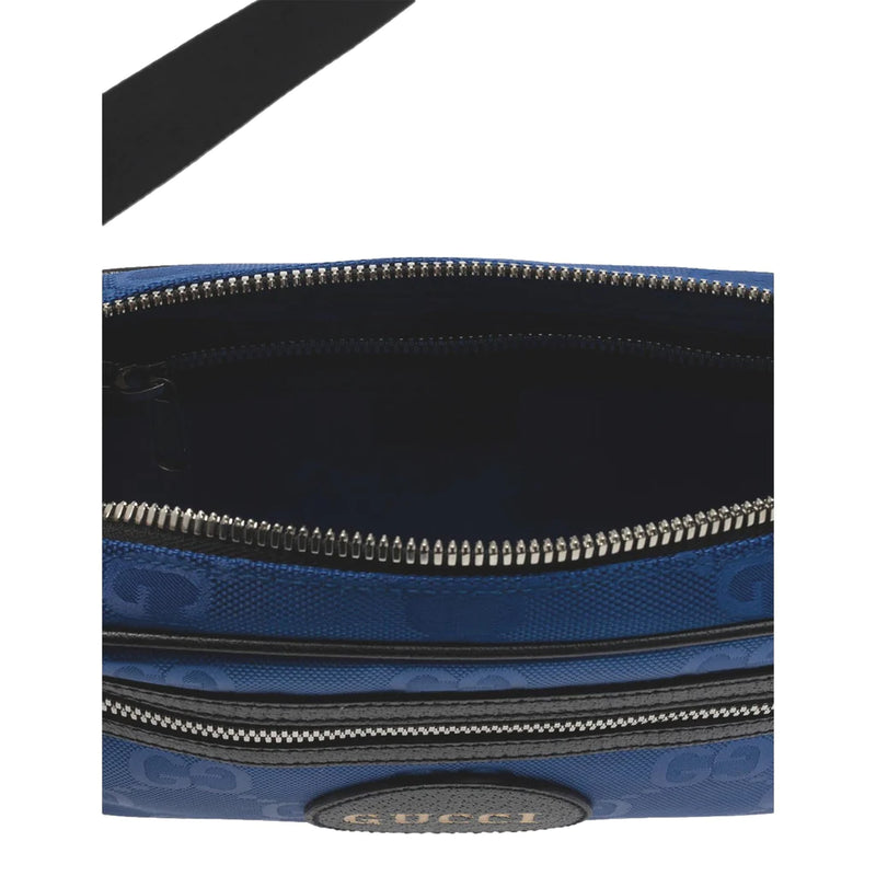 Gucci Off The Grid Blue Nylon Leather Trim Belt Bag