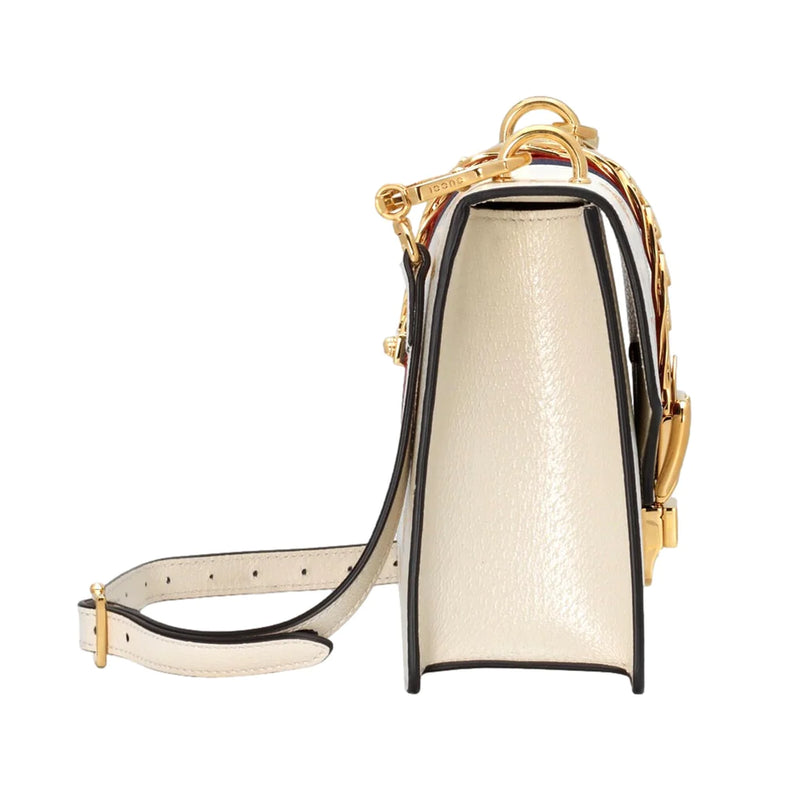 Gucci Sylvie Bee Star Ivory Leather Shoulder Bag