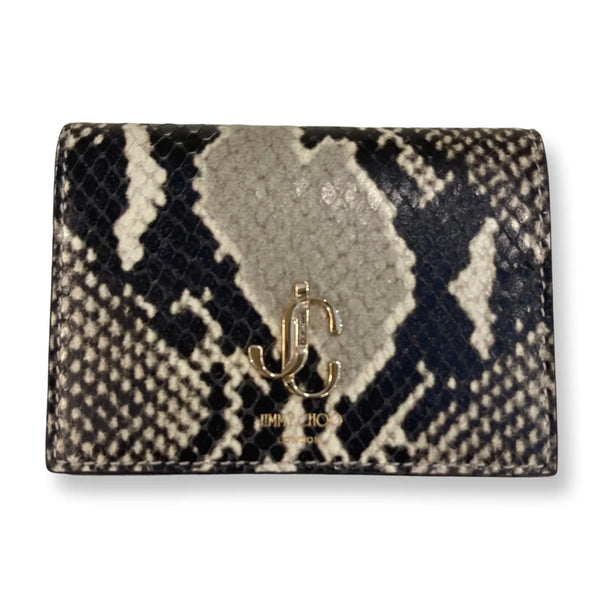 Jimmy Choo Martina Light Stone Snake Printed Leather Card Case OPSL | 028