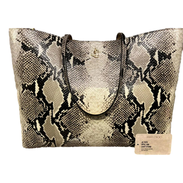 Jimmy Choo Martina Light Stone Snake Printed Tote OPSL | 028