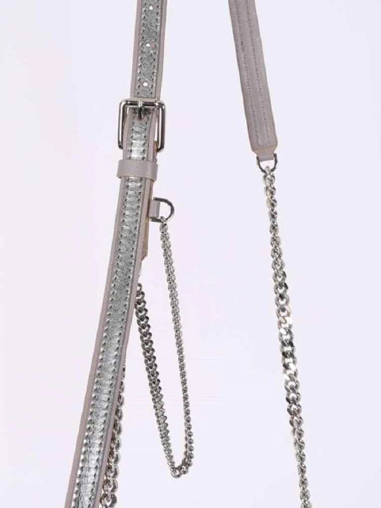 Jimmy Choo Metallic Silver Lockett Crossbody Shoulder Bag