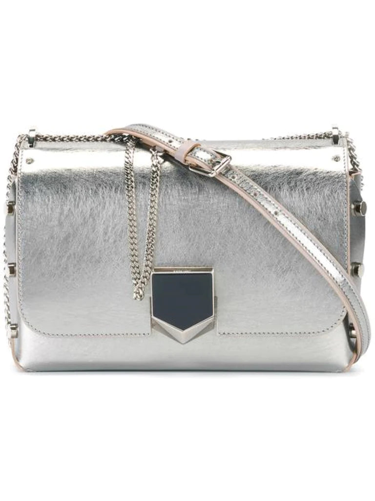 Jimmy Choo Metallic Silver Lockett Crossbody Shoulder Bag