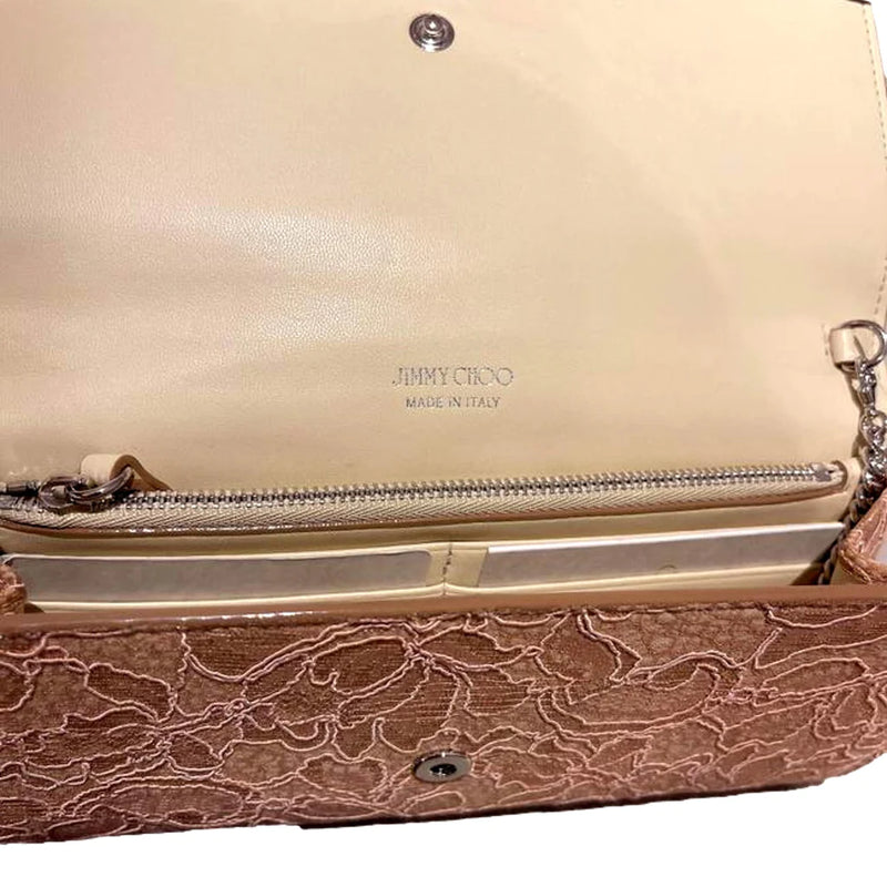 Jimmy Choo Milla Powder Pink Lace Clutch