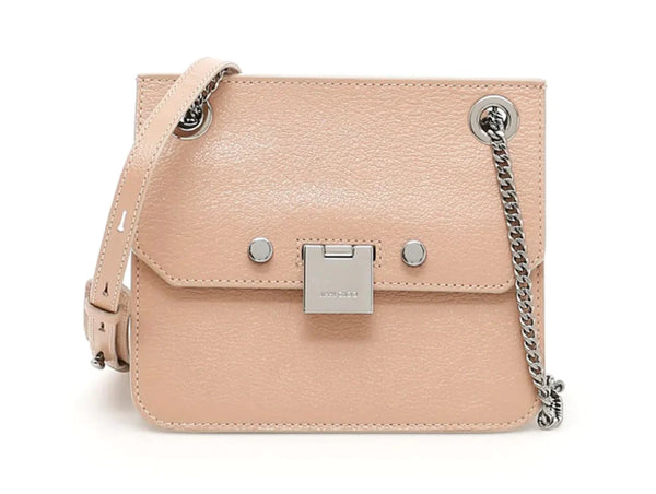 Jimmy Choo Mini Rebel Pink Crossbody Bag Silver Chain Strap REBEL/XB