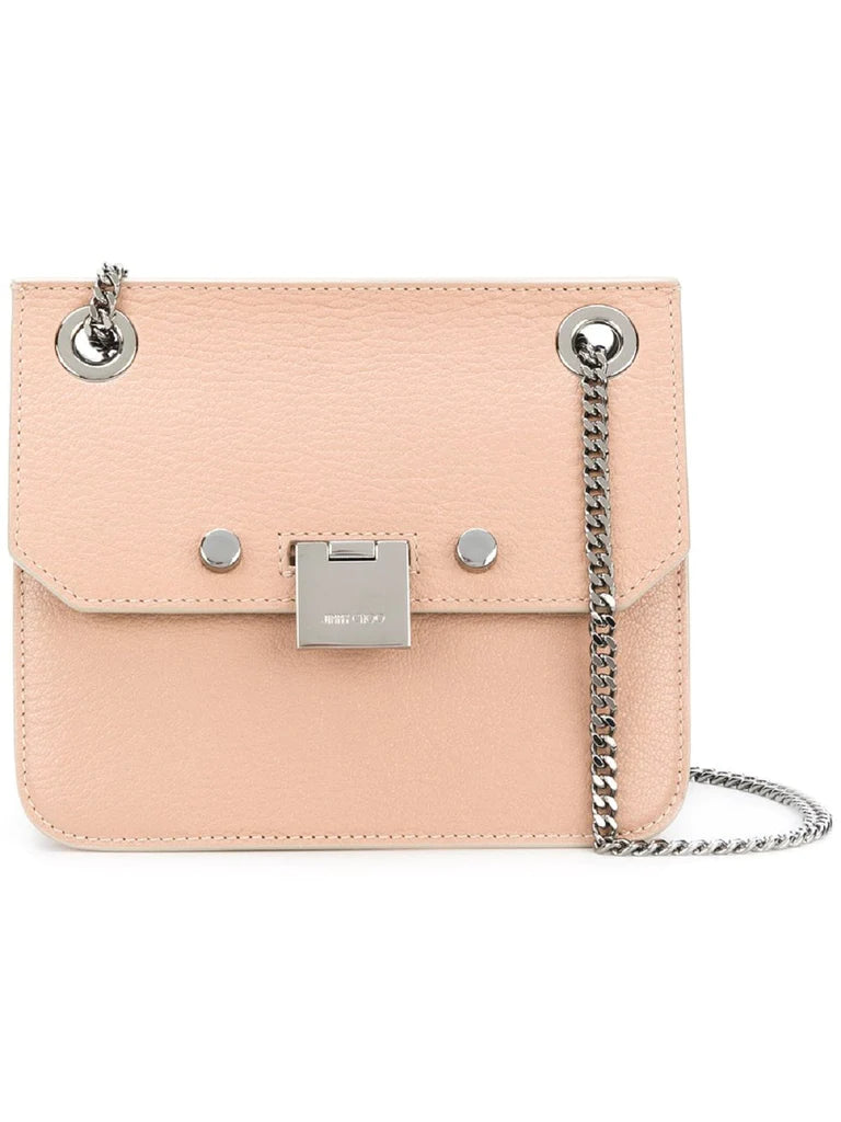 Jimmy Choo Mini Rebel Pink Crossbody Bag Silver Chain Strap REBEL/XB