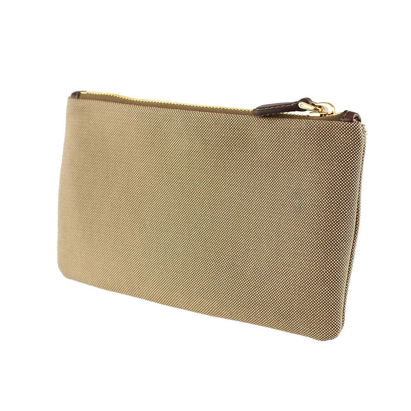 Prada Logo Jacquard Beige Canvas Small Flat Pouch Clutch Bag