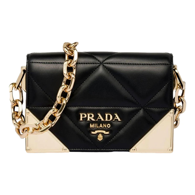 Prada Quilted Nappa Black Leather Shoulder Bag