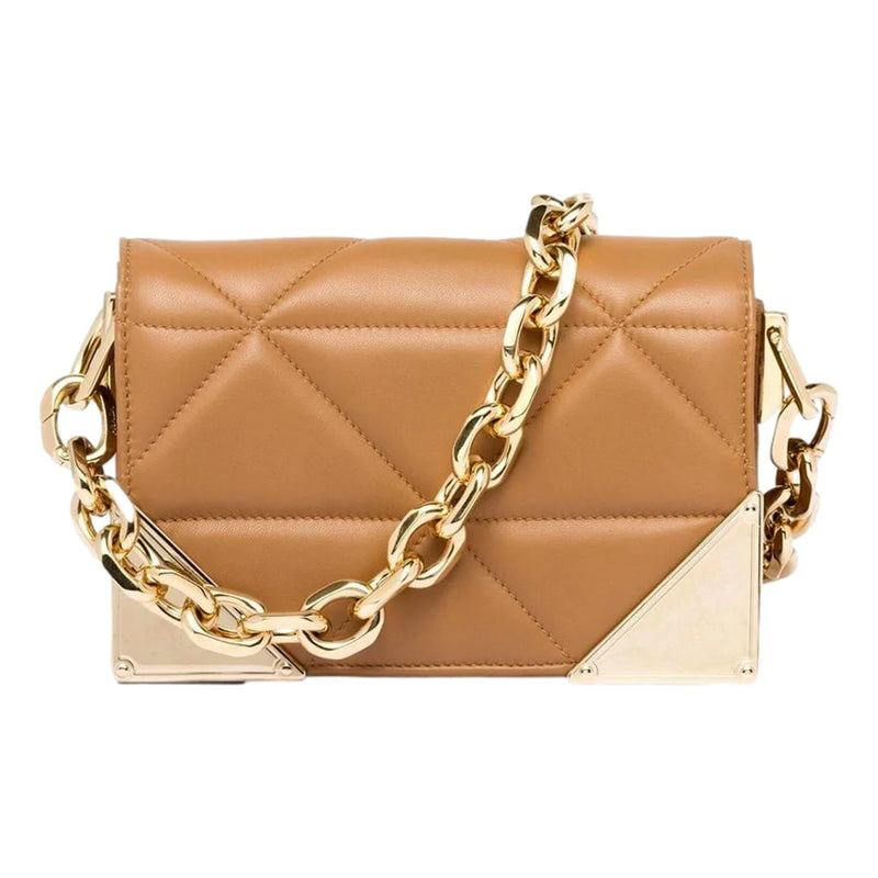 Prada Quilted Nappa Caramel Leather Shoulder Bag