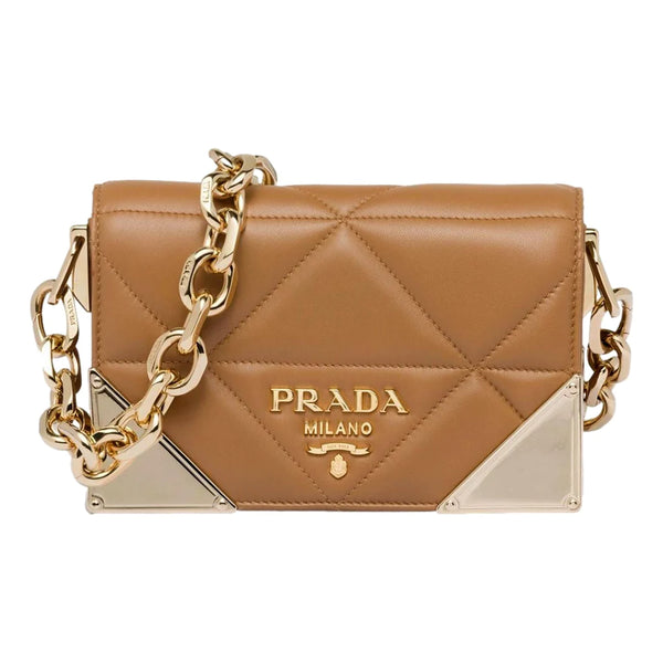 Prada Quilted Nappa Caramel Leather Shoulder Bag