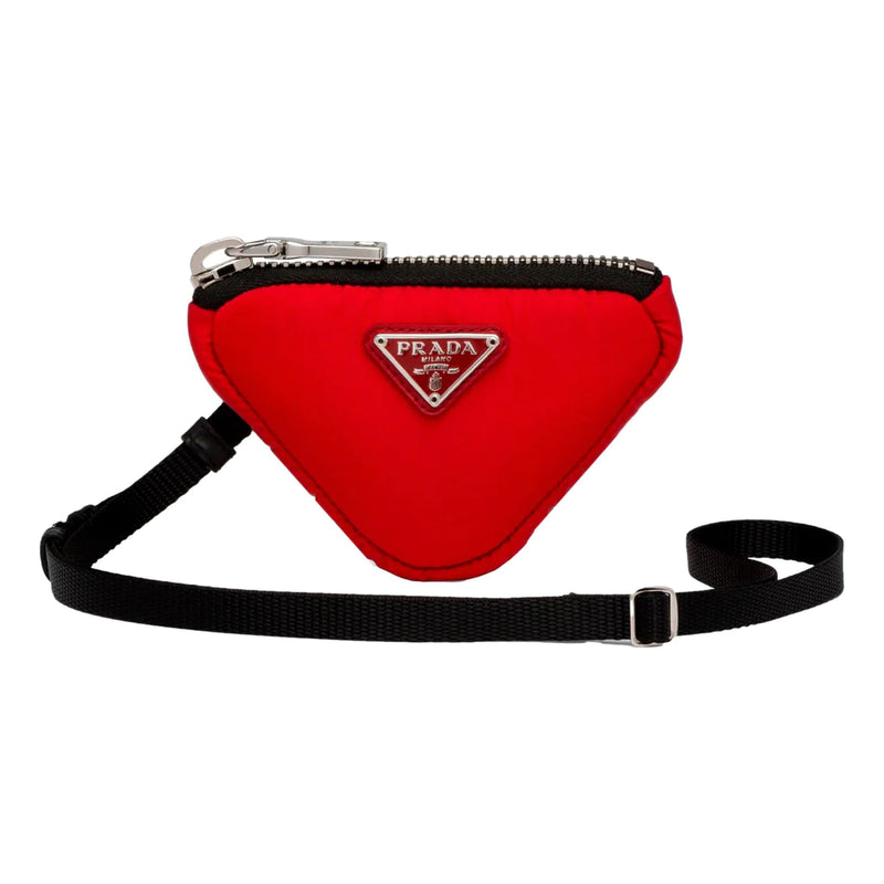 Prada Tessuto Red Nylon Cargo Mini Triangle Pouch on Lanyard Neck Bag